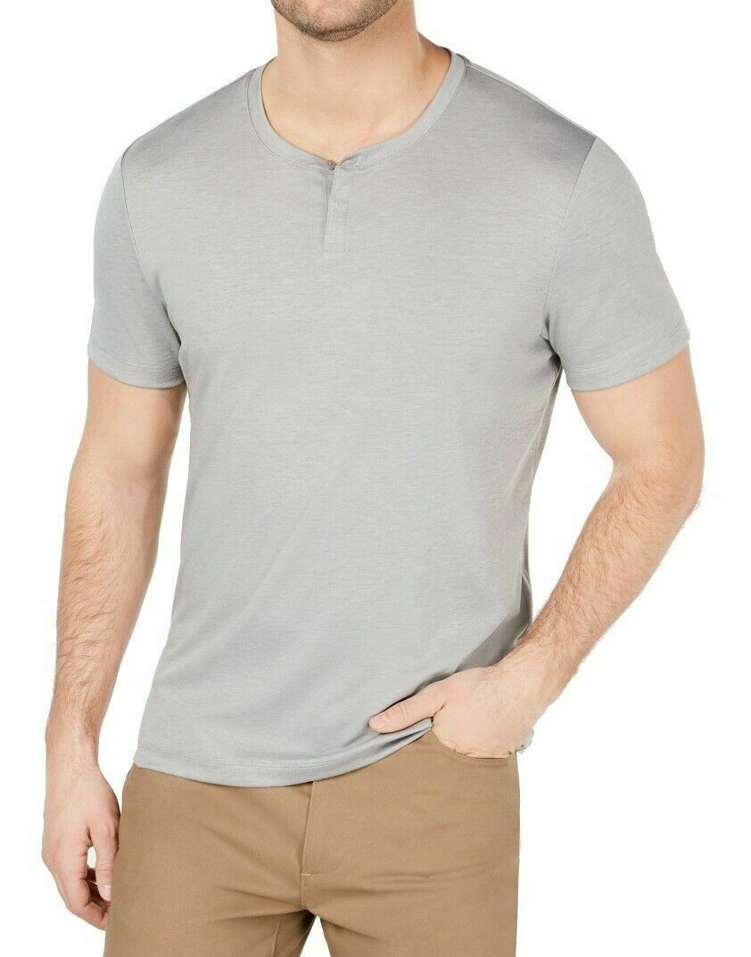 Alfani Men's Soft Touch Stretch Henley Gray Size Small