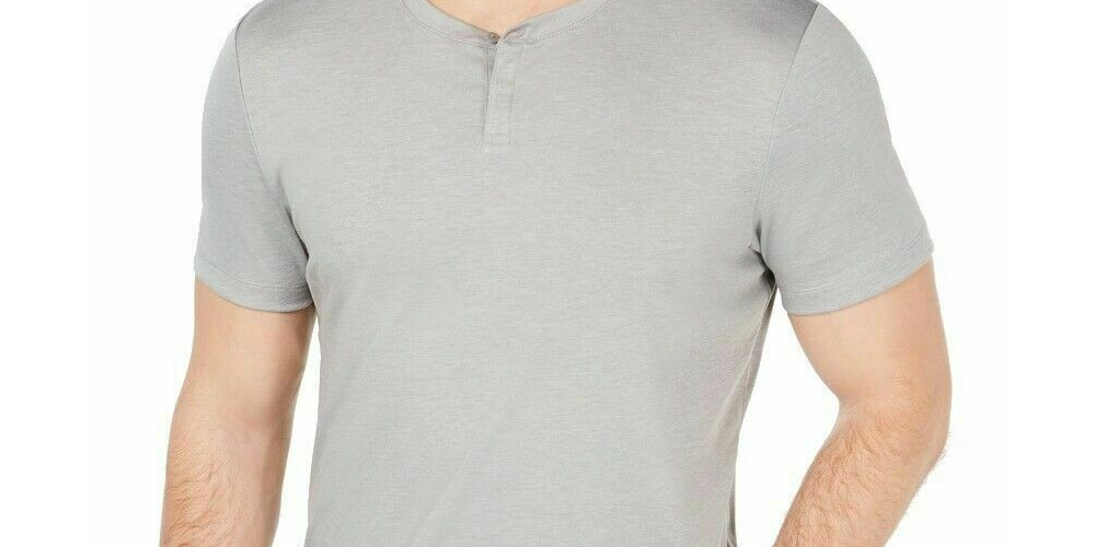 Alfani Men's Soft Touch Stretch Henley Gray Size Small