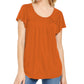 Style & Co Women's Pleated-Neck Flutter-Sleeve Top Brown Size Small