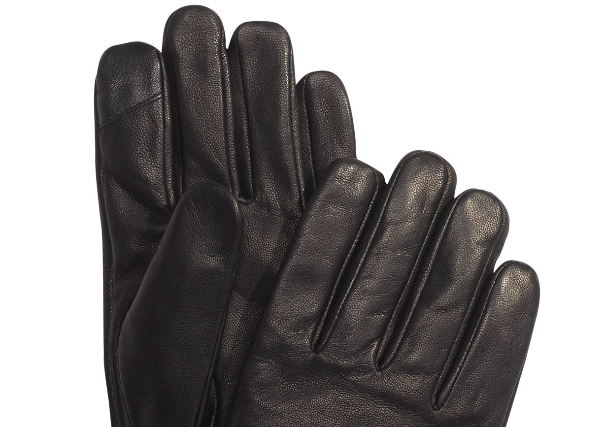 Calvin Klein Men's Leather Touch-Screen Gloves Black Size Large