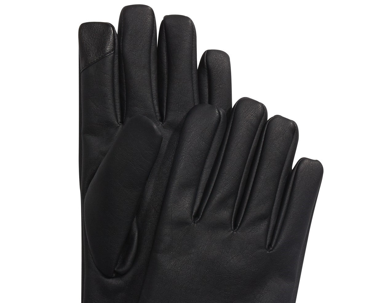 Calvin Klein Men's Faux-Leather Touch-Screen Gloves Black Size Large