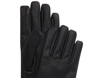 Calvin Klein Men's Faux-Leather Touch-Screen Gloves Black Size Large