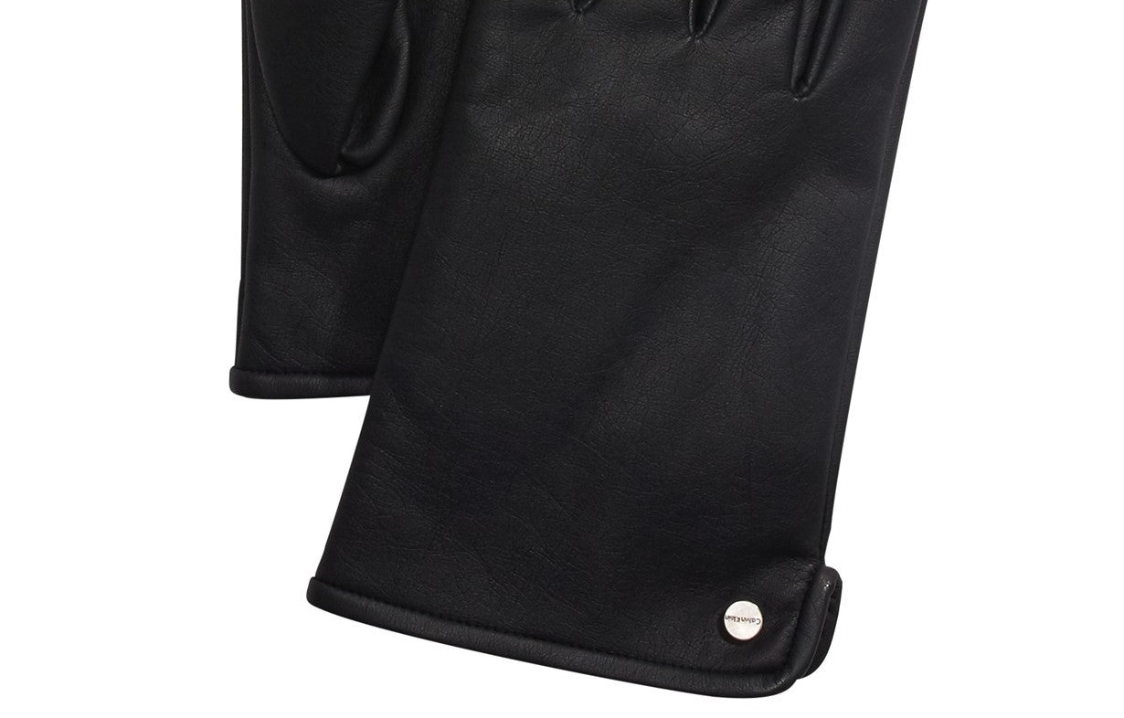 Calvin Klein Men's Faux-Leather Touch-Screen Gloves Black Size Large