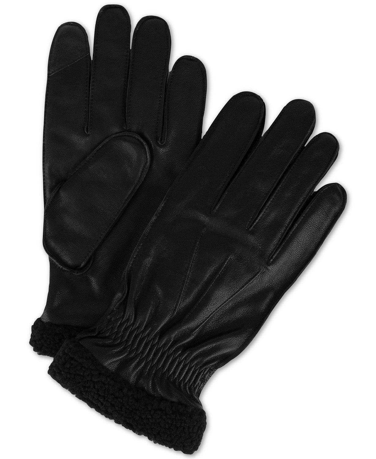 Tommy Hilfiger Men's Boulder Leather Touch-Screen Gloves Black Size Medium