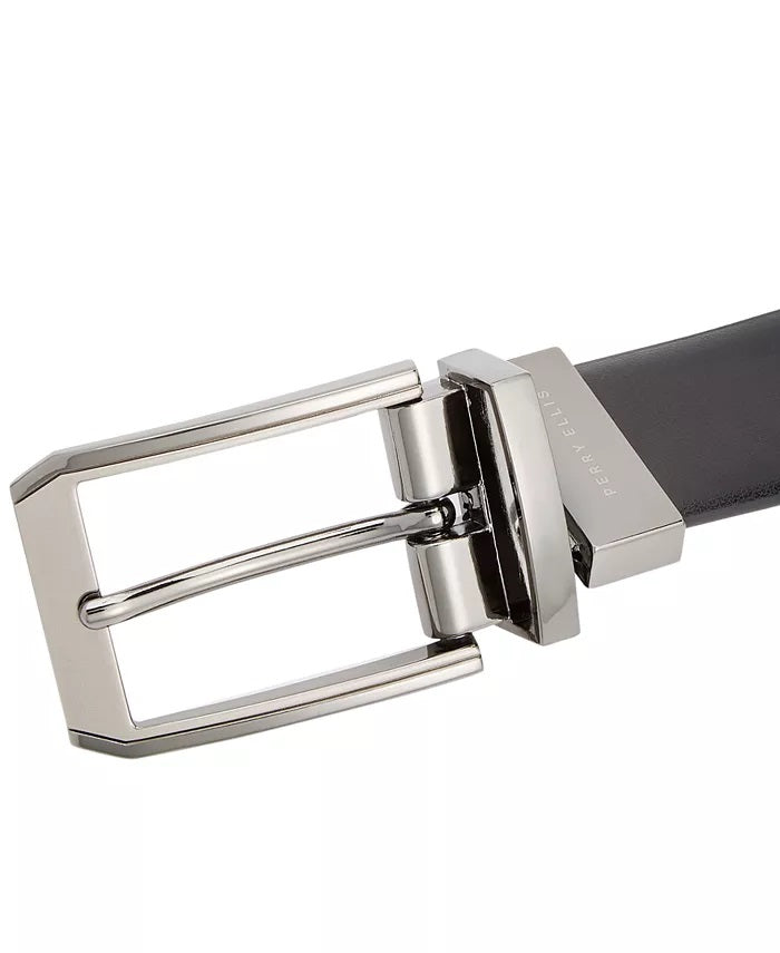 Perry Ellis Portfolio Men's Leather Mr. Pebble Reversible Belt Black Size 32
