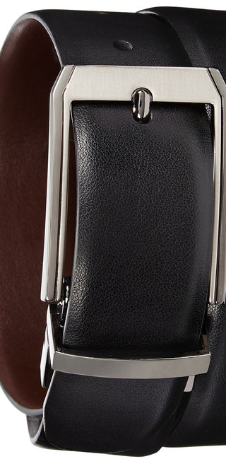 Perry Ellis Portfolio Men's Leather Mr. Pebble Reversible Belt Black Size 32