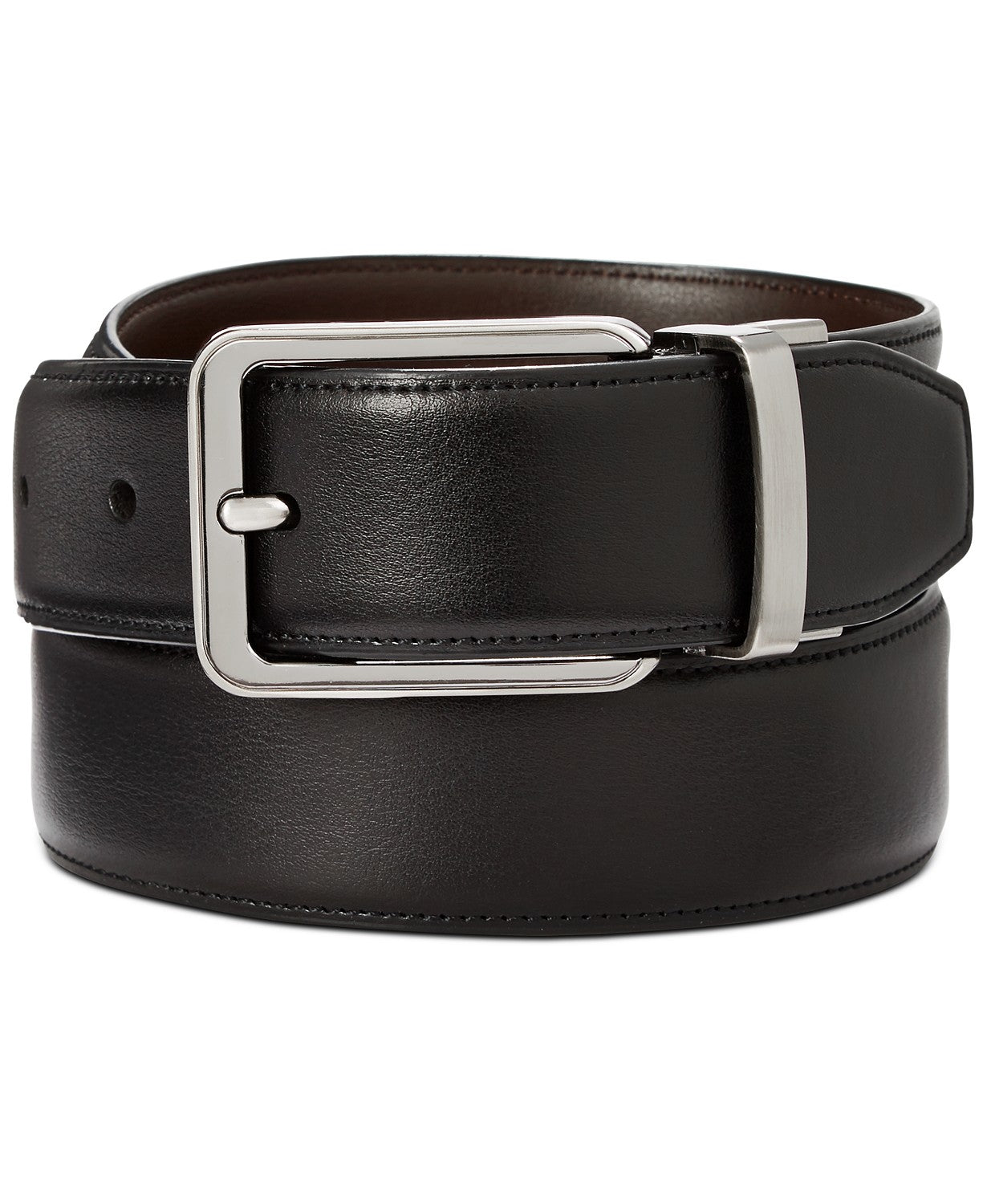 Perry Ellis Men's Portfolio Gunmetal Buckle Reversible Belt Black Size 30 Regular