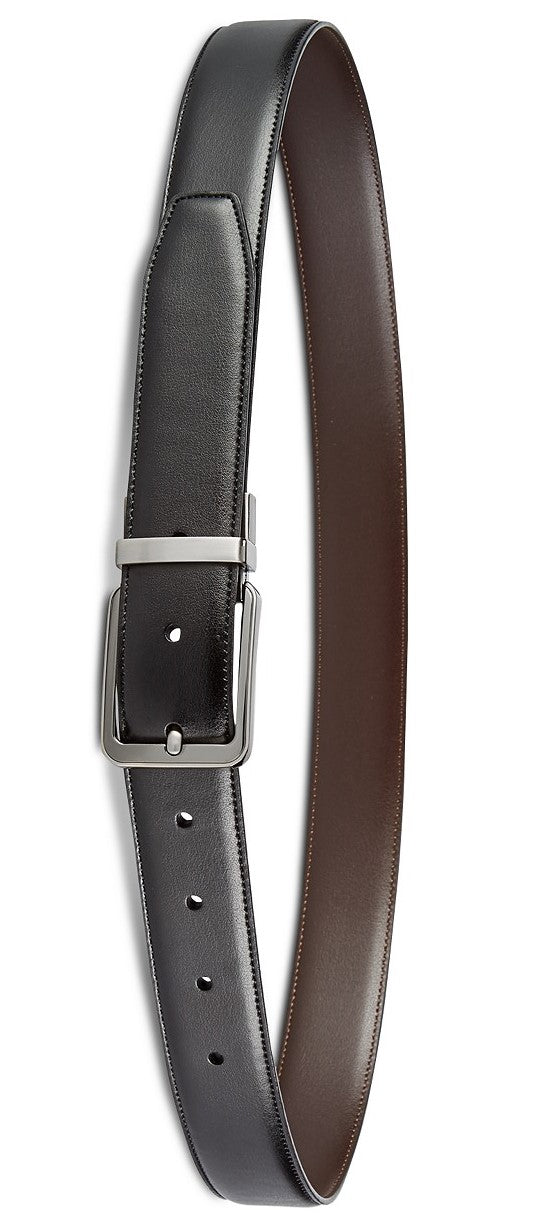 Perry Ellis Men's Portfolio Gunmetal Buckle Reversible Belt Black Size 30 Regular