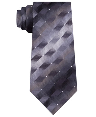 Van Heusen Men's 3-D Geometric Tonal Silk Tie Black Size Regular