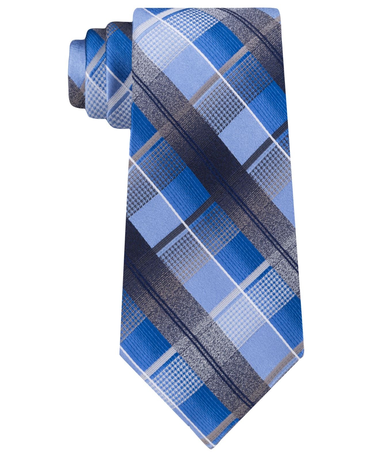 Van Heusen Men's Dean Classic Plaid Tie Blue Size Regular