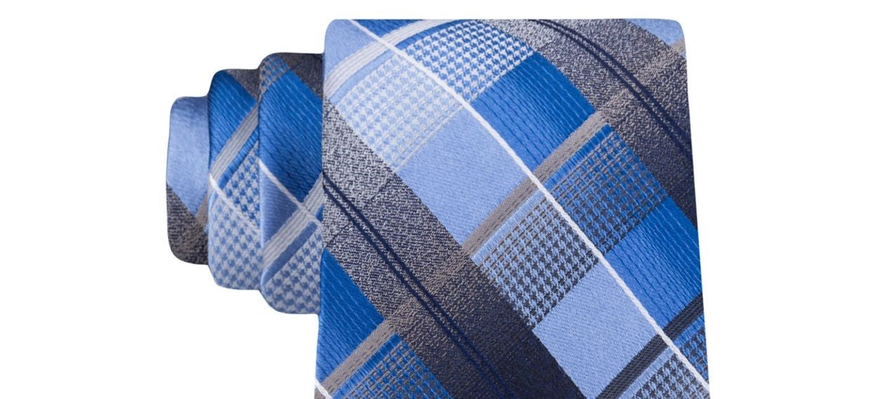 Van Heusen Men's Dean Classic Plaid Tie Blue Size Regular