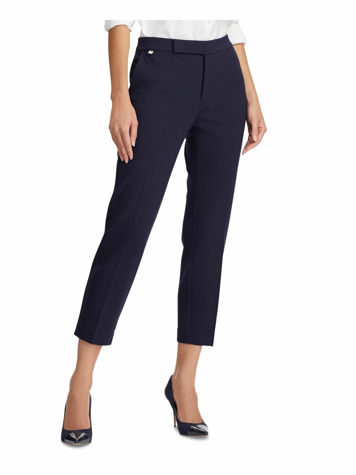 Ralph Lauren Womens Navy Stretch Ponte Formal Pants Blue Size Medium
