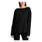 Ralph Lauren Women's Black Button Hem Long Sleeve Jewel Neck T-Shirt Top  Black Size Extra Large