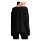 Ralph Lauren Women's Black Button Hem Long Sleeve Jewel Neck T-Shirt Top  Black Size Extra Large