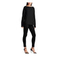 Ralph Lauren Women's Black Button Hem Long Sleeve Jewel Neck T-Shirt Top  Black Size Extra Large