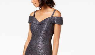 R & M Richards Women's Off The Shoulder Lace Gown