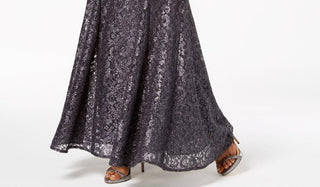 R & M Richards Women's Off The Shoulder Lace Gown