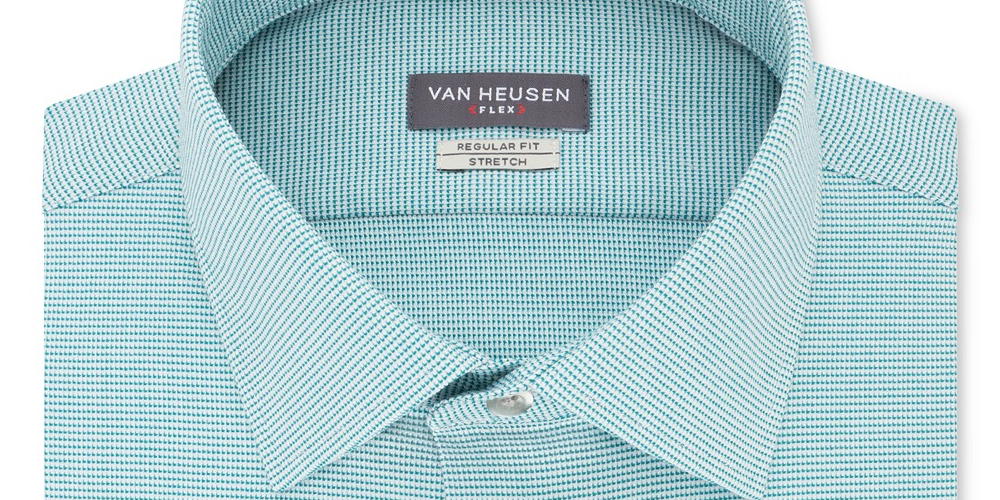 Van Heusen Men's Classic/Regular-Fit Wrinkle-Free Performance Stretch Flex Collar Solid Dress Shirt Blue Size 16-36-37