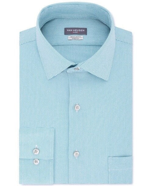 Van Heusen Men's Classic/Regular-Fit Wrinkle-Free Performance Stretch Flex Collar Solid Dress Shirt Aqua Size 18-36-37
