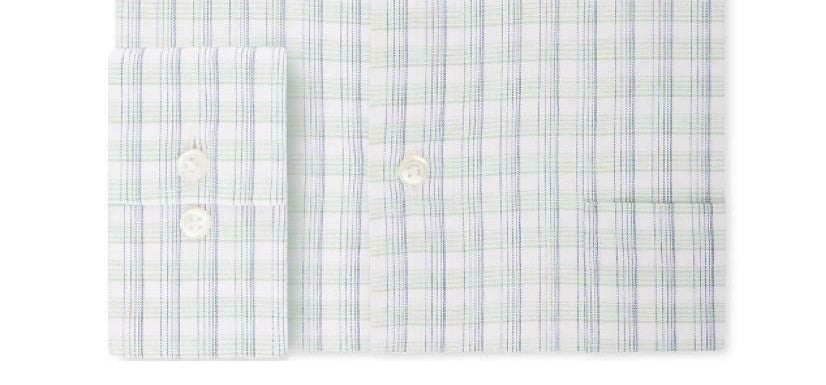 Van Heusen Men's Classic Fit Wrinkle-Free Performance Stretch Flex Collar Plaid Dress Shirt Blue Size 17-36-37