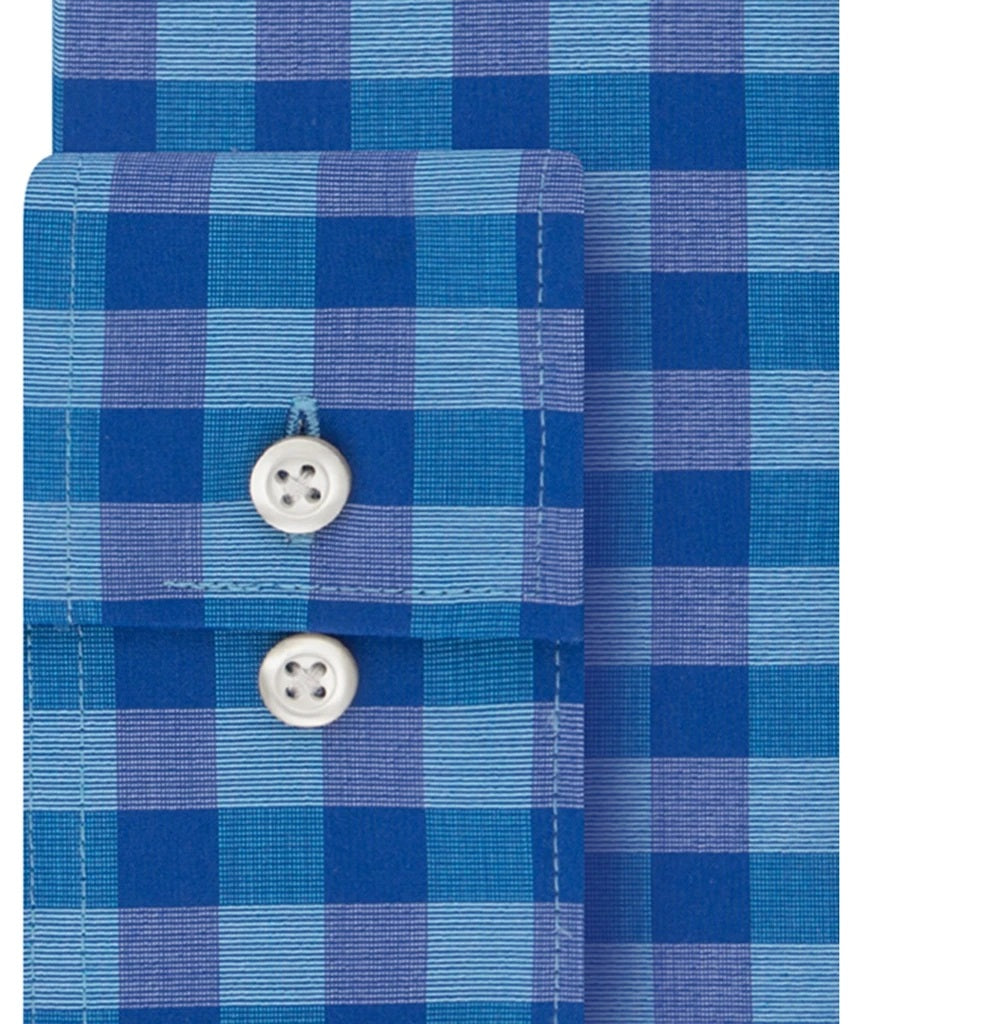 Van Heusen Men's Fit Flex Collar Check Dress Shirt Aqua Size 15.5-34-35
