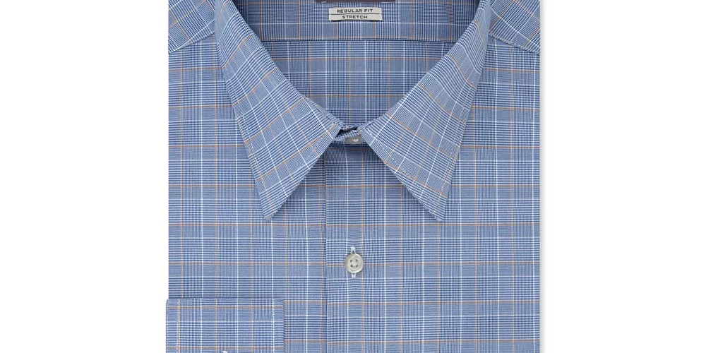 Van Heusen Men's Flex Wrinkle-Free Check Dress Shirt Medium Blue Size 15.5X34X35