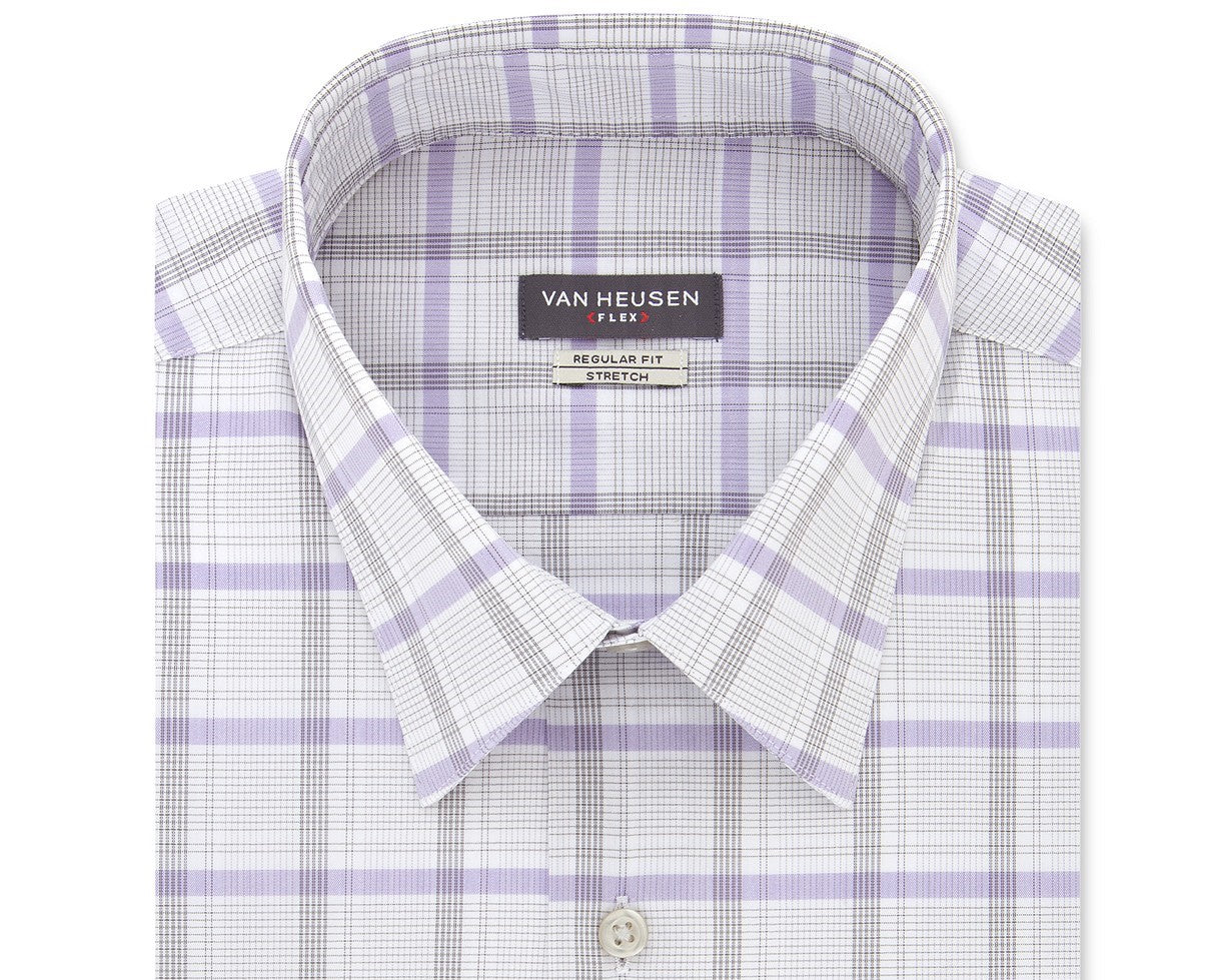 Van Heusen Men's Classic/Regular-Fit Stretch Flex Check Dress Shirt Gray 14.5-32-33