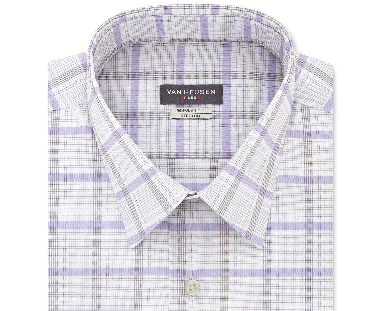 Van Heusen Men's Classic/Regular-Fit Stretch Flex Check Dress Shirt Gray 16-32-33