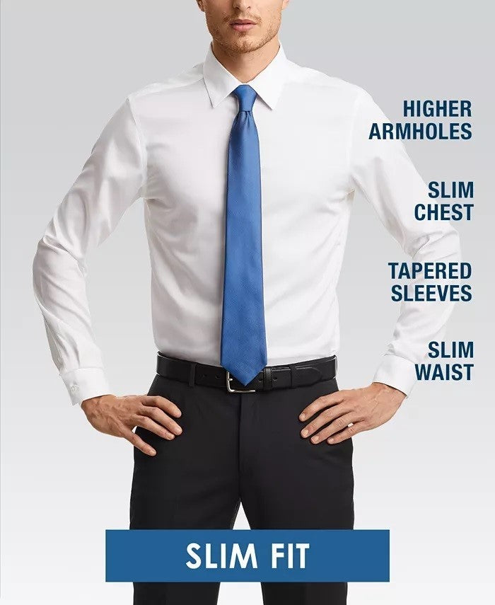 Van Heusen Men's Classic/Regular-Fit Wrinkle-Free Performance Stretch Flex Collar Check Dress Shirt Gray Size 34-35