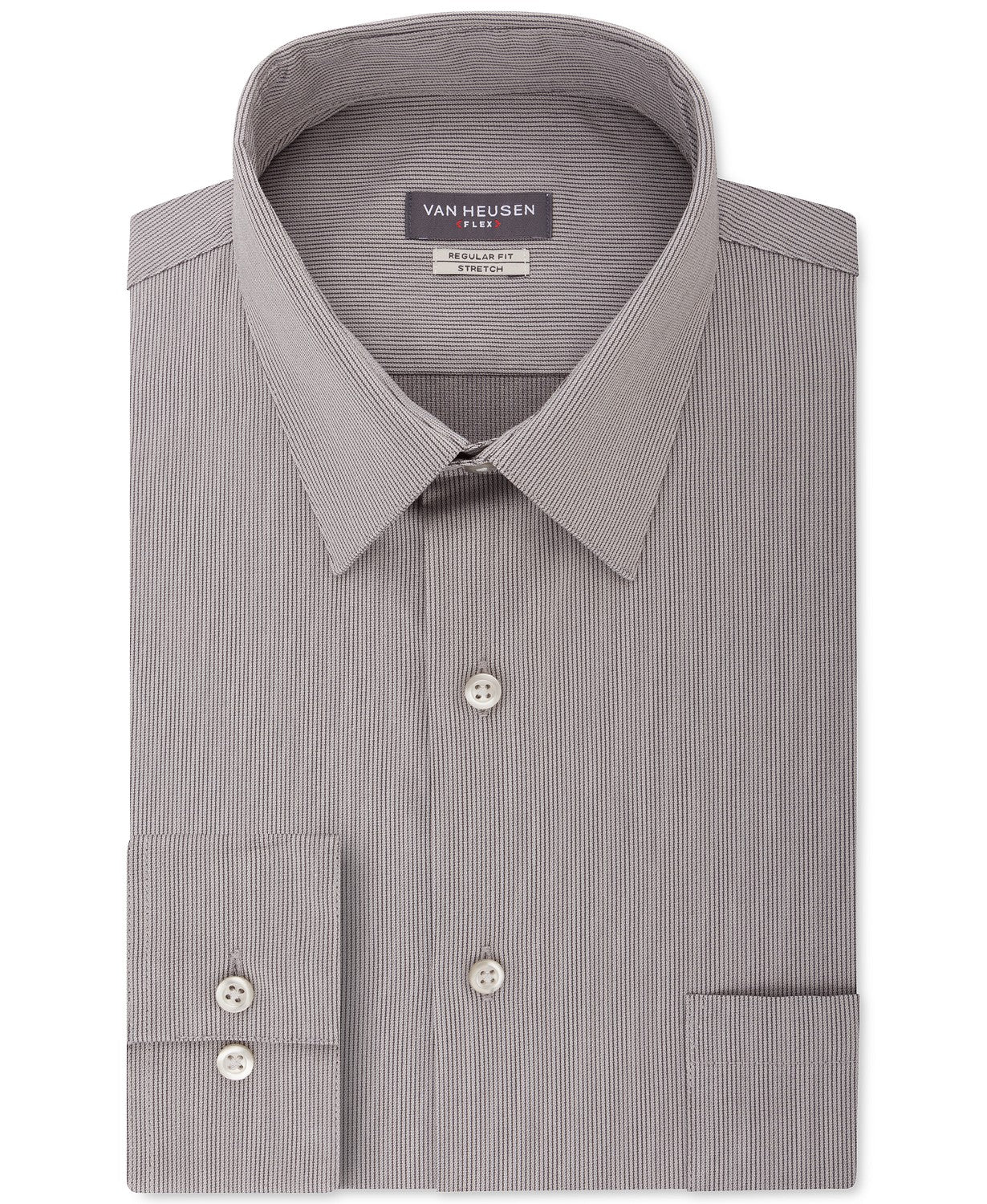 Van Heusen Men's Fit Flex Collar Stripe Dress Shirt Gray Size 32X33