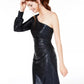 Nightway Women's One-Sleeve Metallic Dress Navy Size 10