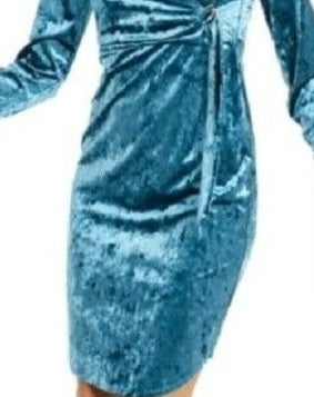 Thalia Sodi Women's Side-Tie Velvet Surplice Dress  Blue Size Small