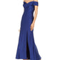Nightway Women's Off-The-Shoulder Sateen Slit Gown