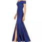 Nightway Women's Off-The-Shoulder Sateen Slit Gown