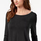 Style & Co Women's Chiffon-Hem Top Black Size Extra Large