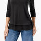 Style & Co Women's Chiffon-Hem Top Black Size Extra Large