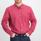 Club Room Men's Gingham Shirt  Dark Red Size Small