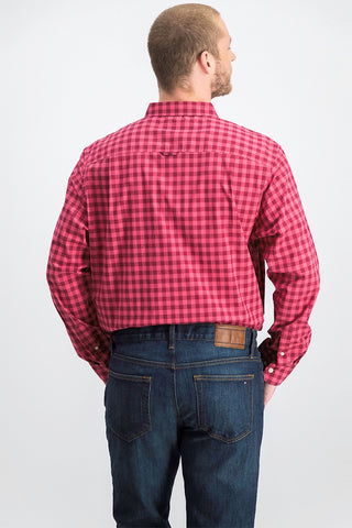 Club Room Men's Gingham Shirt  Dark Red Size Small