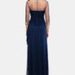 XSCAPE Women's Embellished Illusion Gown Dark Blue Size 10 Petite