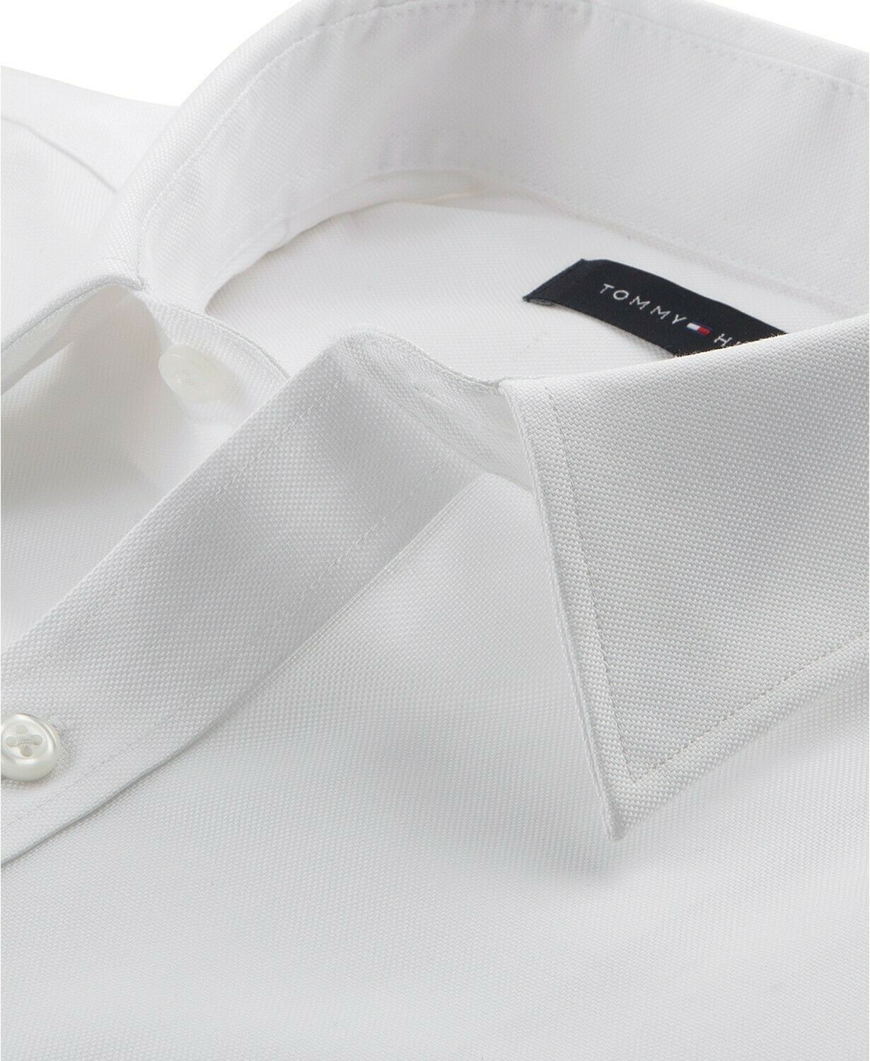 Tommy Hilfiger Men's Athletic Fit Performance Stretch Th Flex Collar Dress Shirt White Size 15-32-33