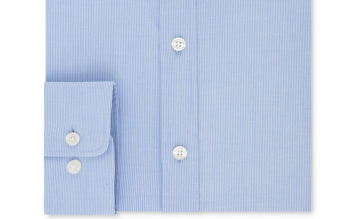 Tommy Hilfiger Men's Athletic Fit Performance Stretch TH Flex Collar Fineline Stripe Dress Shirt Blue Size 32X33
