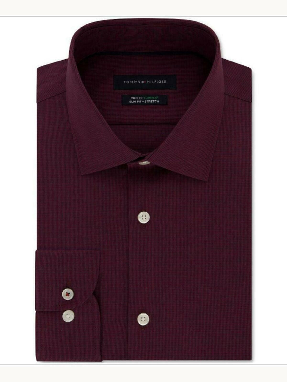 Tommy Hilfiger Men's Performance Stretch Check Dress Shirt Size 14.5x32-33