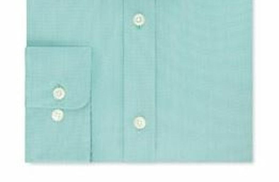 Tommy Hilfiger Men's Athletic Fit Flex Collar Dress Shirt Green Size 17.5X32-33
