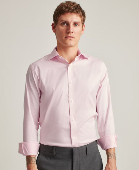 Tommy Hilfiger Men's Big & Tall Slim-Fit Performance Stretch Check Dress Shirt Pink Size 19 34-35