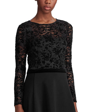 Ralph Lauren Women's Lace-Bodice Dress Black Size 16