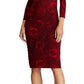 Ralph Lauren Women's Jewel Neck Knee Length Sheath Cocktail Dress Red Size 16