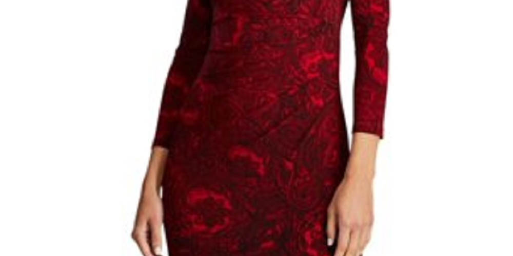 Ralph Lauren Women's Jewel Neck Knee Length Sheath Cocktail Dress Red Size 16