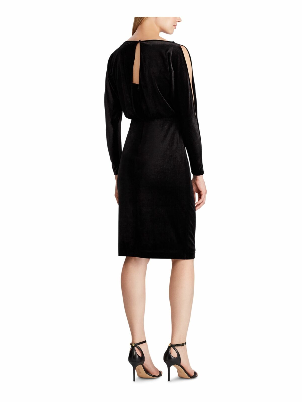 Lauren Ralph Lauren Women's Velvet Slit-Sleeve Dress Black Size 4