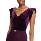Ralph Lauren Women's Purple Velvet Short Sleeve V Neck Full-Length Fit Flare Formal Dress Purple Size 4