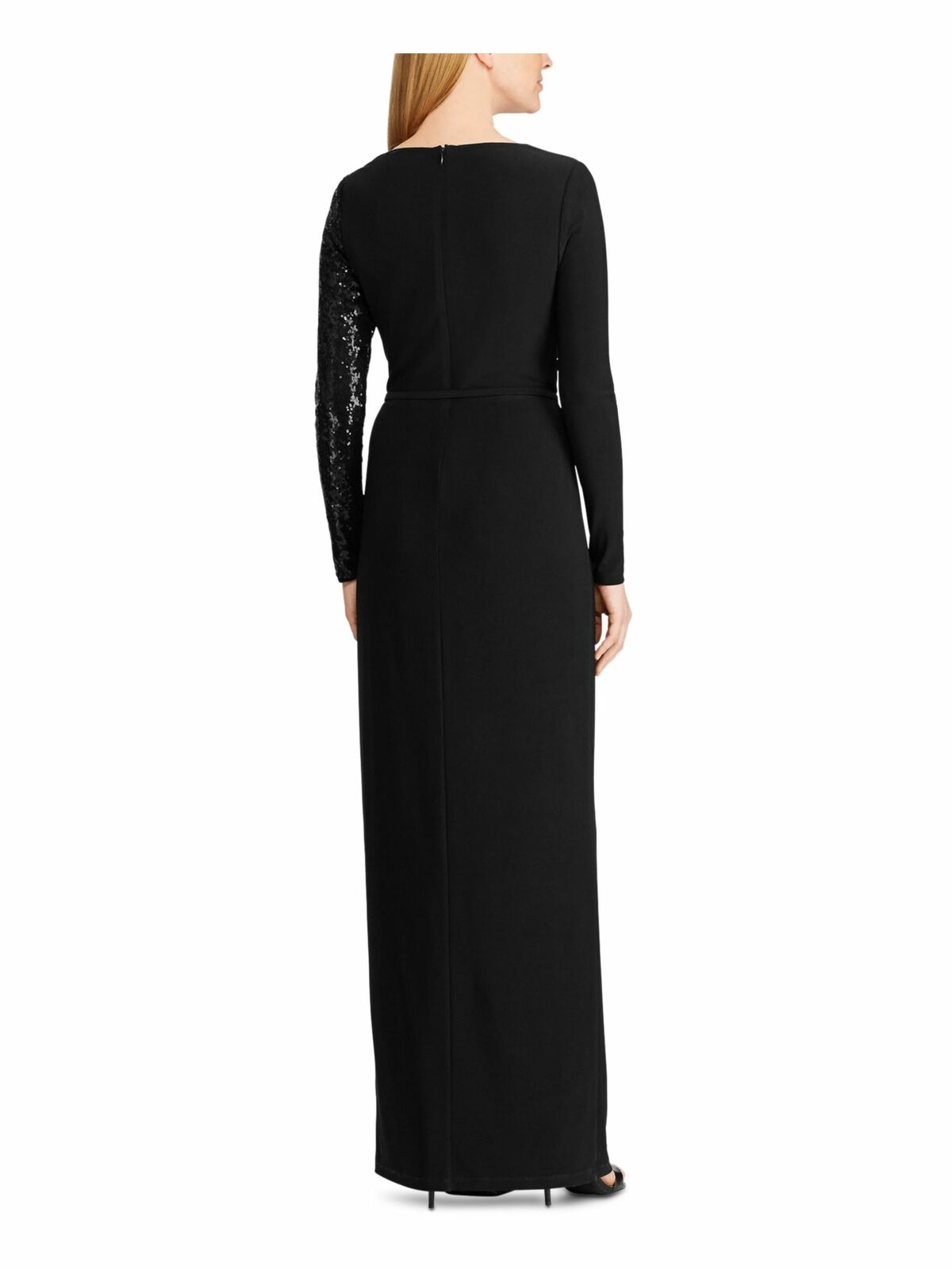 Ralph Lauren Women's Sequined Long-Sleeve Gown Black Size 4